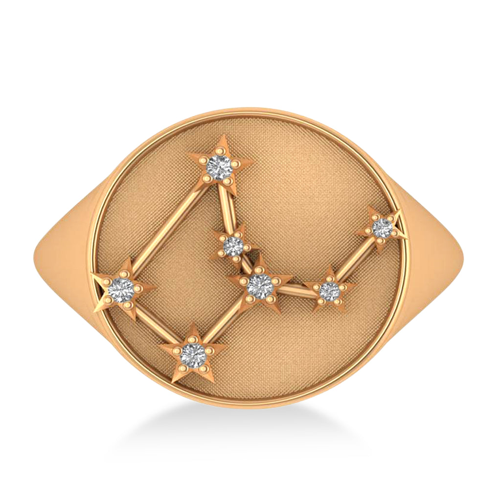 Diamond Virgo Zodiac Constellation Disk Ring 14k Rose Gold (0.055ct)