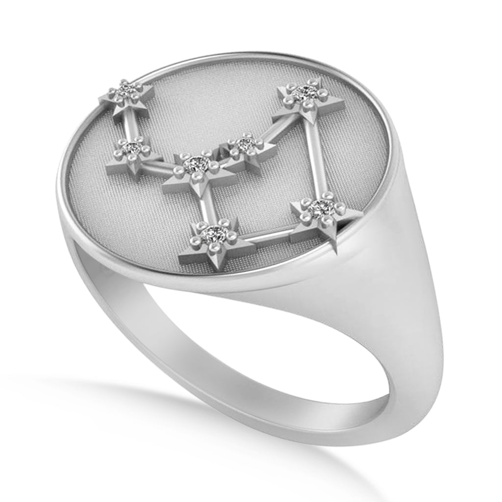 Diamond Virgo Zodiac Constellation Disk Ring 14k White Gold (0.055ct)