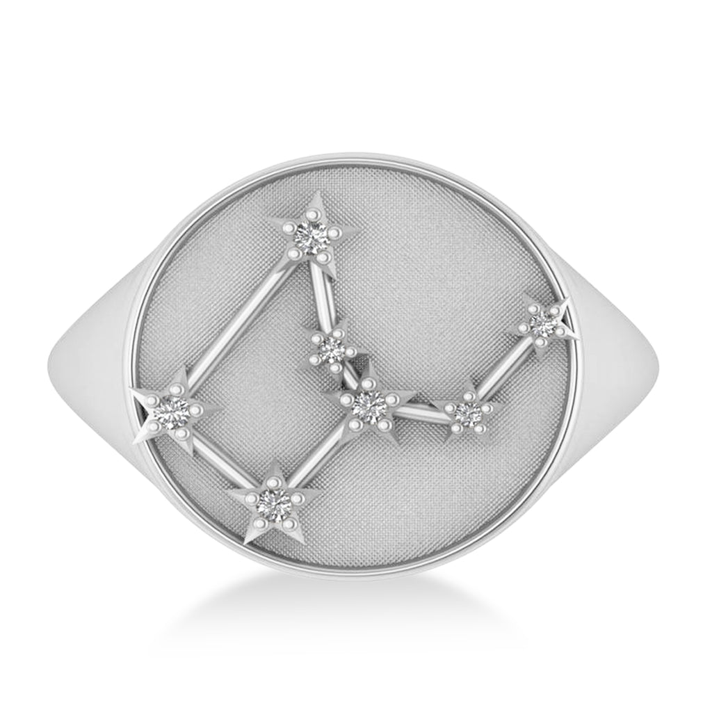 Diamond Virgo Zodiac Constellation Disk Ring 14k White Gold (0.055ct)