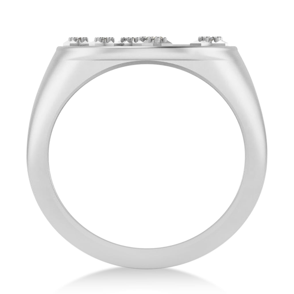 Diamond Libra Zodiac Constellation Disk Ring 14k White Gold (0.04ct)