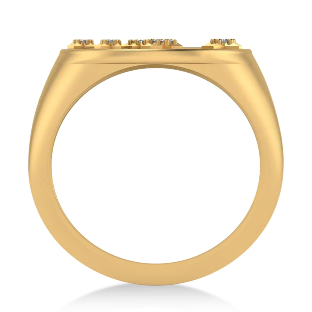 Diamond Libra Zodiac Constellation Disk Ring 14k Yellow Gold (0.04ct)