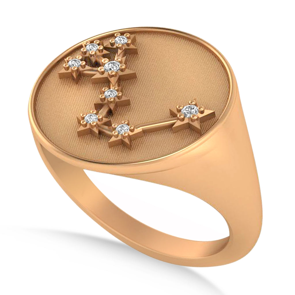 Diamond Scorpio Zodiac Constellation Disk Ring 14k Rose Gold (0.05ct)