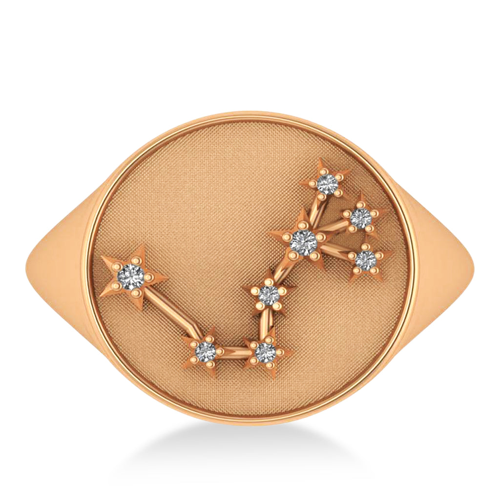 Diamond Scorpio Zodiac Constellation Disk Ring 14k Rose Gold (0.05ct)