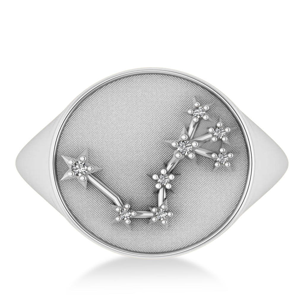 Diamond Scorpio Zodiac Constellation Disk Ring 14k White Gold (0.05ct)