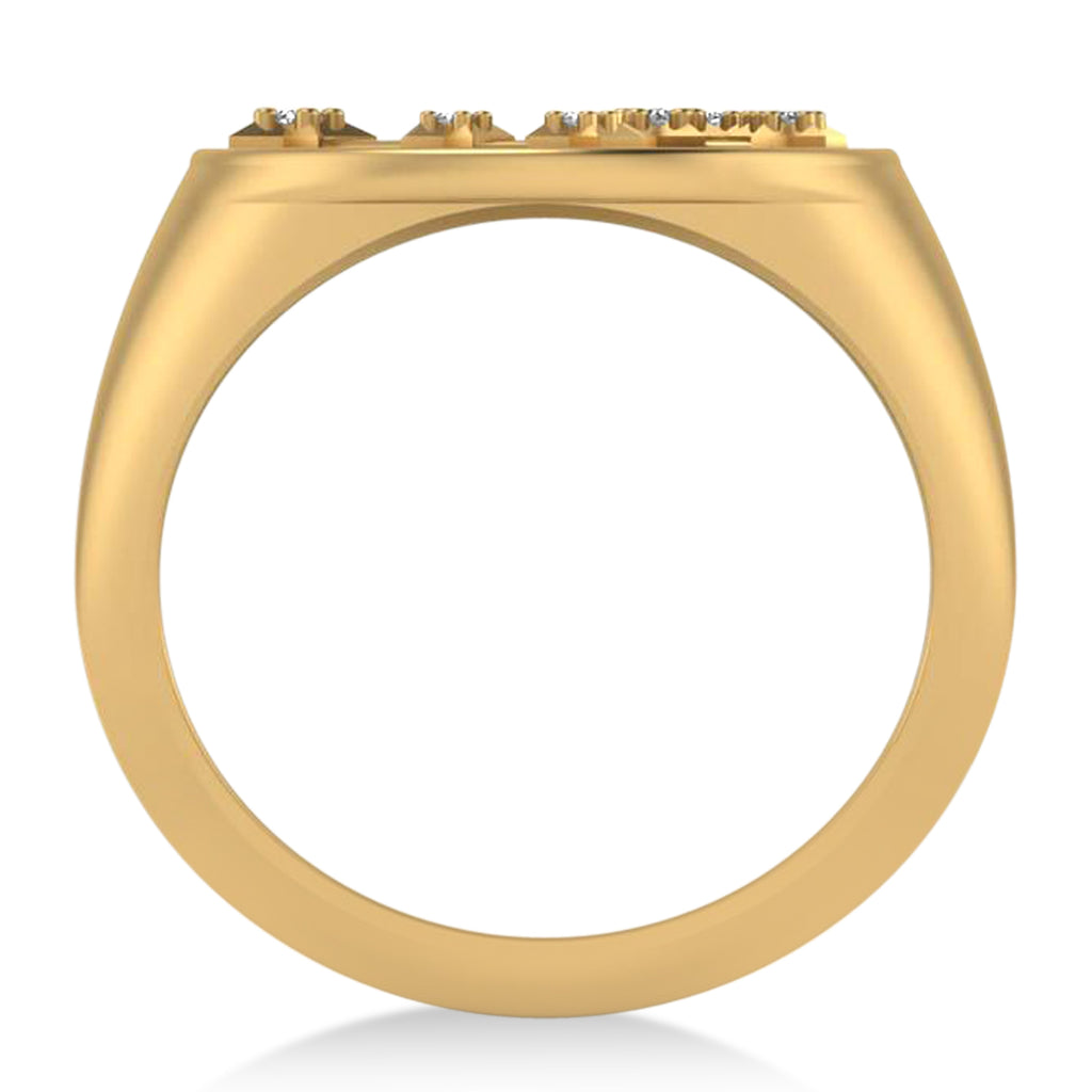 Diamond Scorpio Zodiac Constellation Disk Ring 14k Yellow Gold (0.05ct)