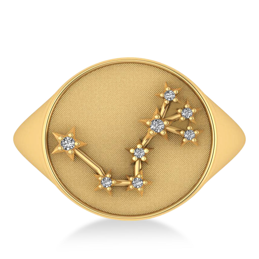 Diamond Scorpio Zodiac Constellation Disk Ring 14k Yellow Gold (0.05ct)