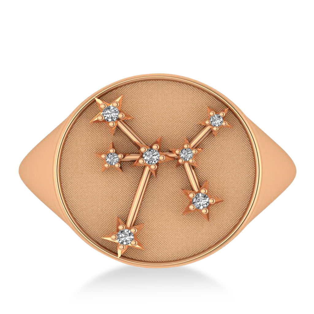 Diamond Sagittarius Zodiac Constellation Disk Ring 14k Rose Gold (0.055ct)