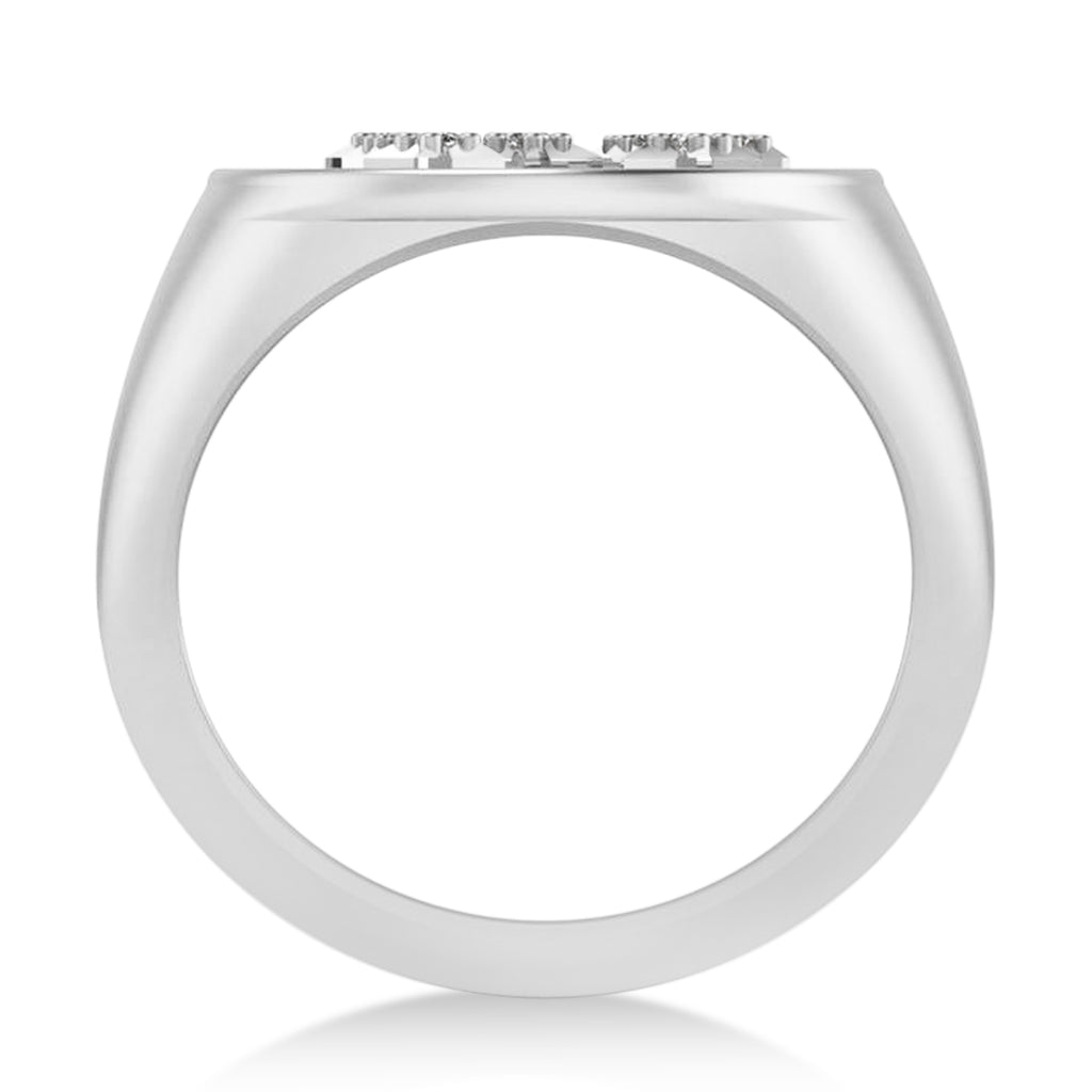 Diamond Sagittarius Zodiac Constellation Disk Ring 14k White Gold (0.055ct)