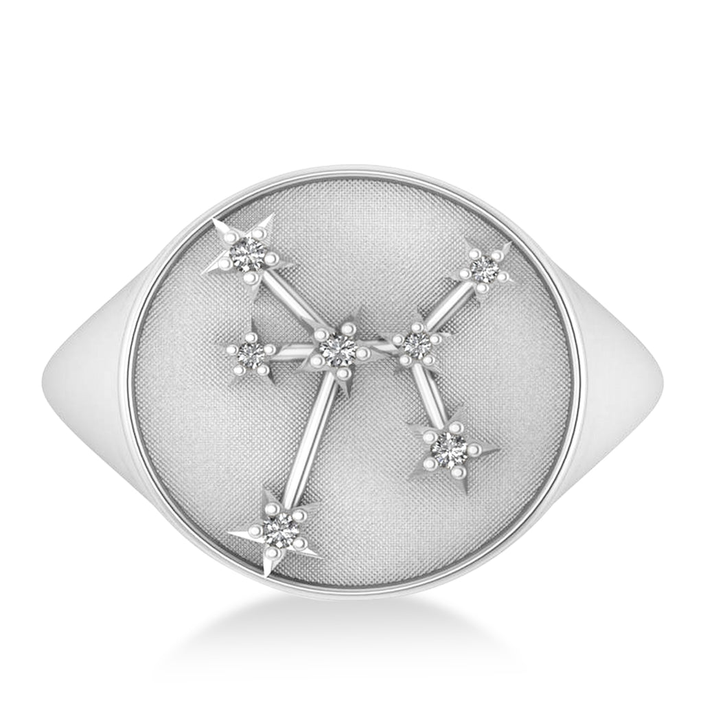 Diamond Sagittarius Zodiac Constellation Disk Ring 14k White Gold (0.055ct)