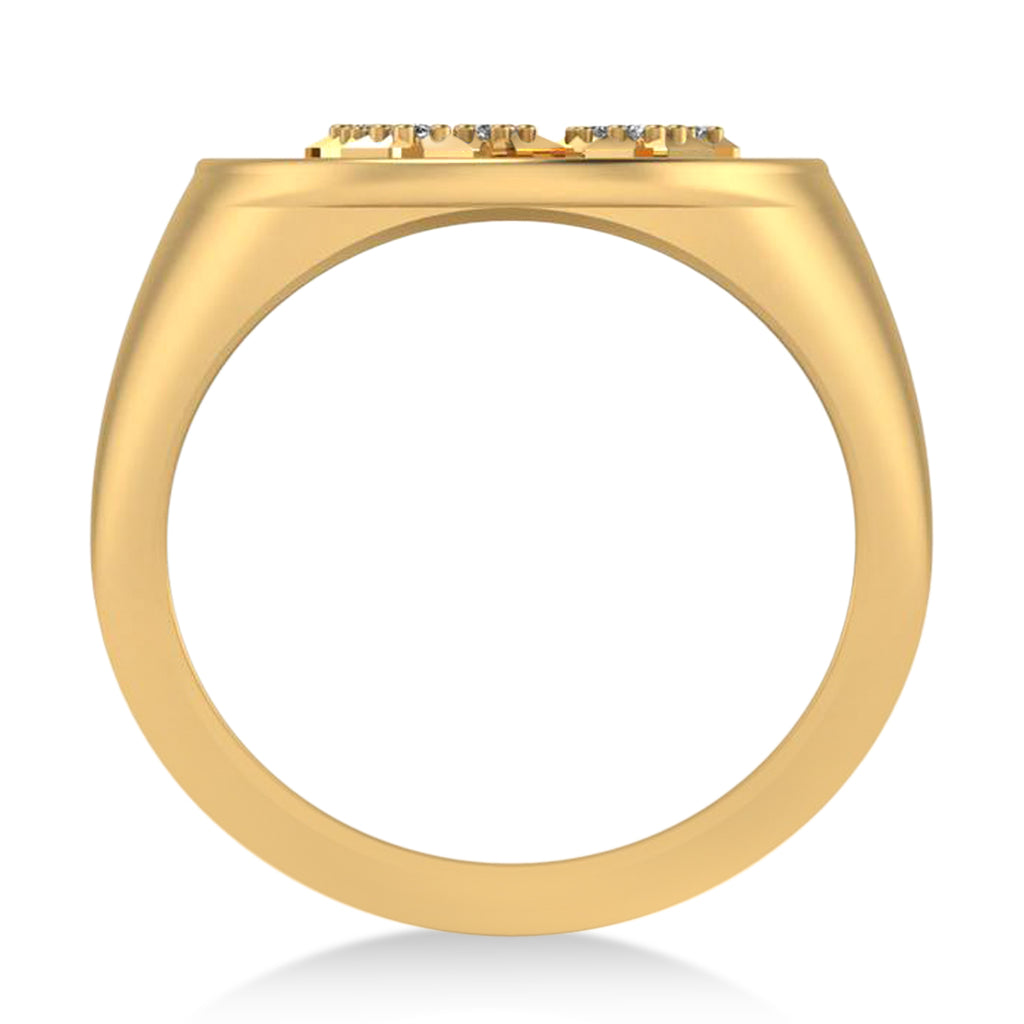 Diamond Sagittarius Zodiac Constellation Disk Ring 14k Yellow Gold (0.055ct)