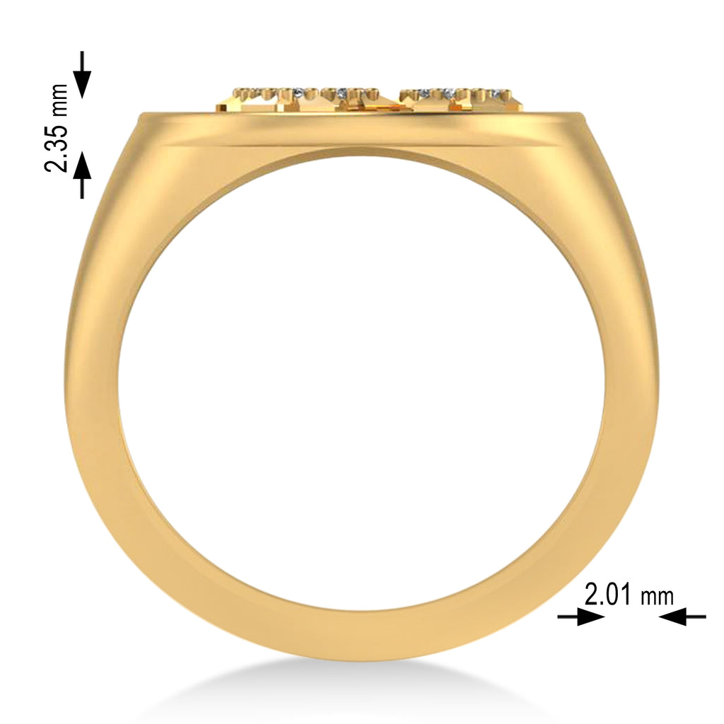 Diamond Sagittarius Zodiac Constellation Disk Ring 14k Yellow Gold (0.055ct)