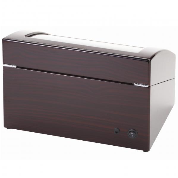 Ebony Finish Wood Quad Watch Winder & Watch Storage Box