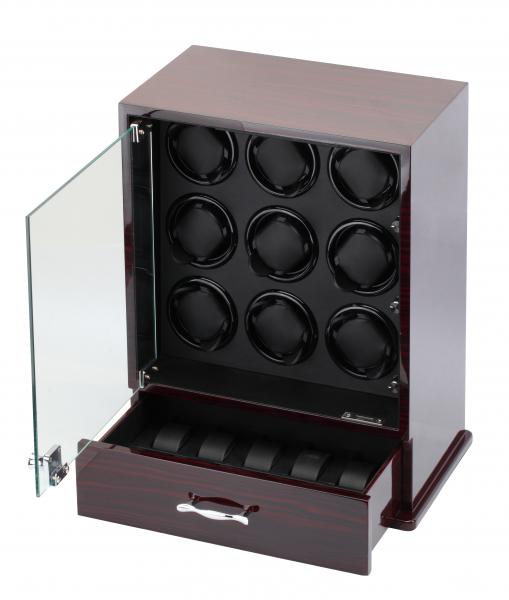 Ebony Wood 9 Watch Winder and Watch Storage Box
