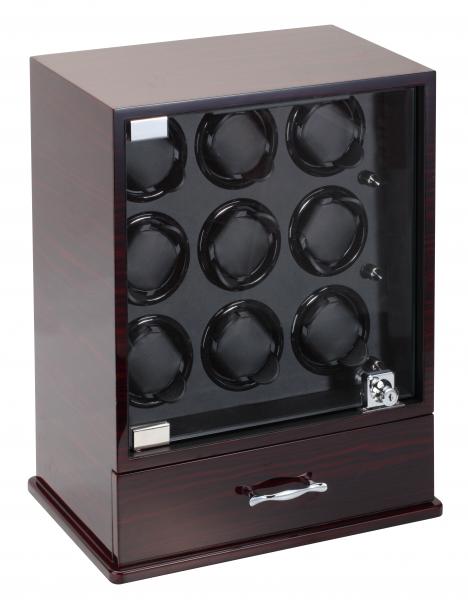 Ebony Wood 9 Watch Winder and Watch Storage Box