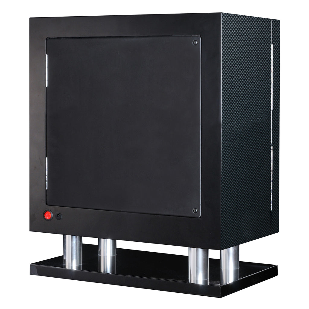 High Gloss Carbon Fiber Twelve Watch Winder w/ Black Leather Interior