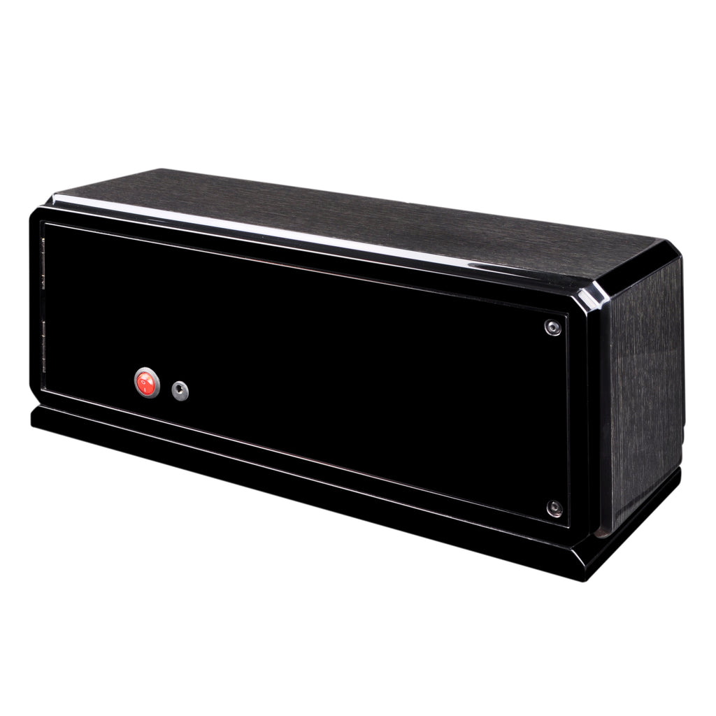 High Gloss Black Oak Four Watch Winder w/ Glass Window & Suede Interior