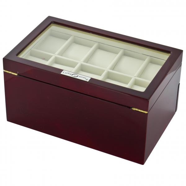 Two Tier 20 Watch Box Case in Cherrywood w/ Locking Lucite Display Top