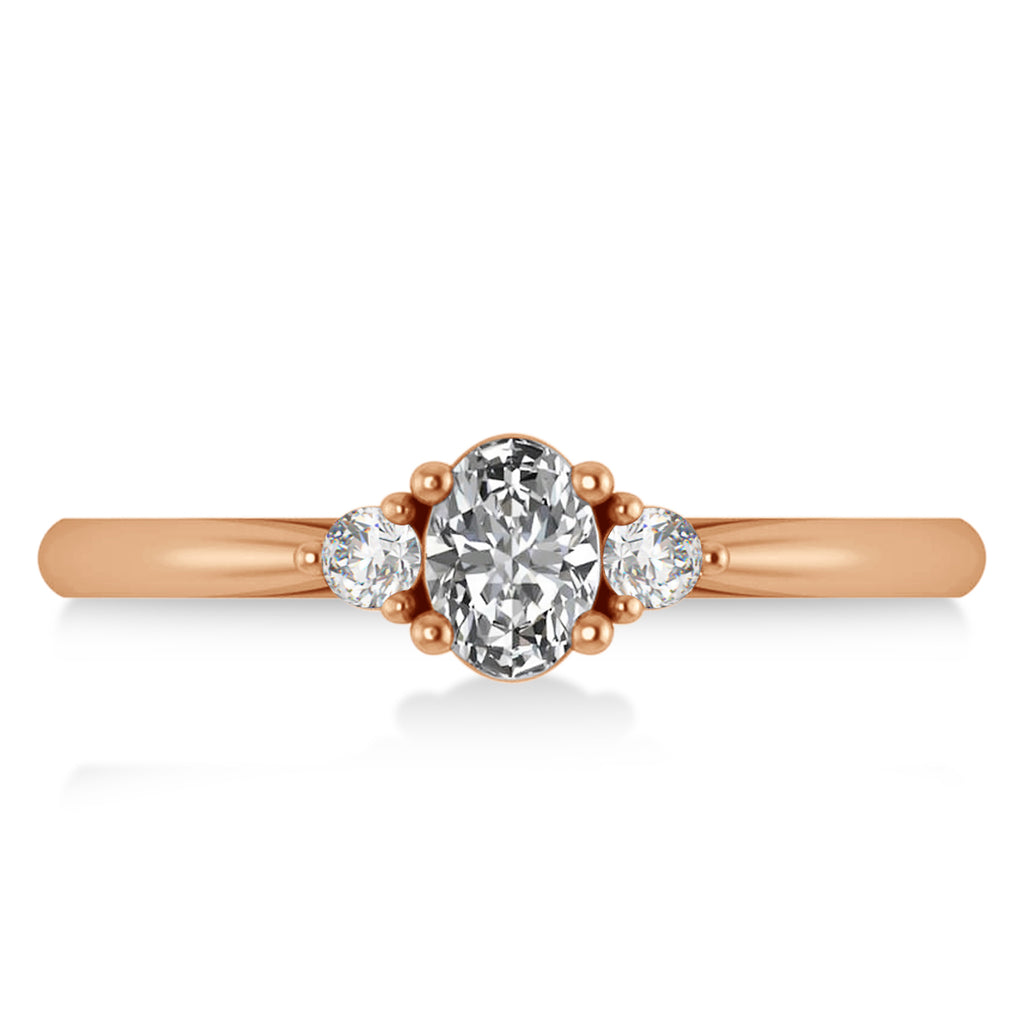 Oval Diamond Three-Stone Engagement Ring 14k Rose Gold (0.60ct)