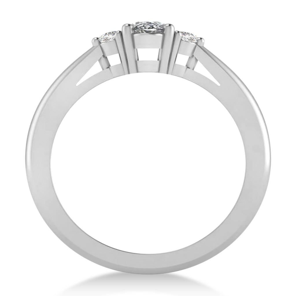 Oval Diamond Three-Stone Engagement Ring 14k White Gold (0.60ct)