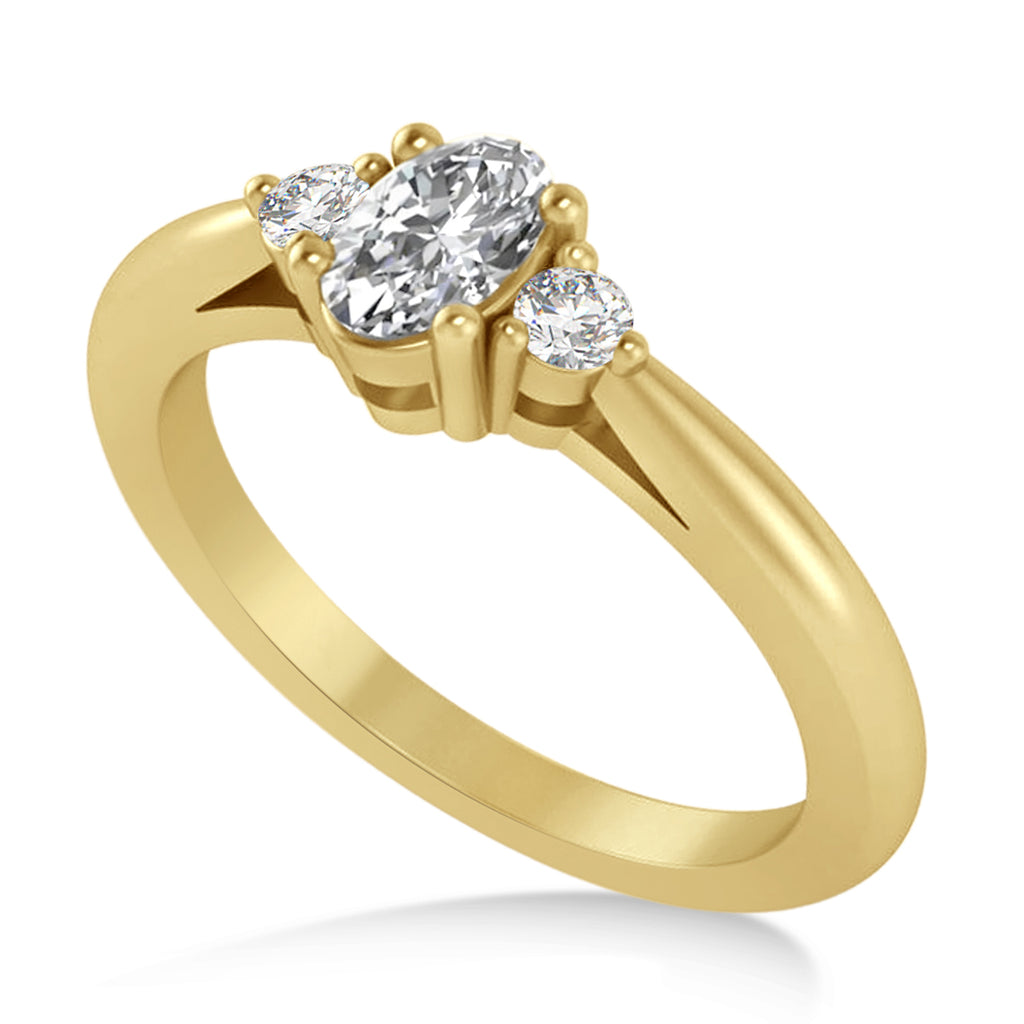 Oval Diamond Three-Stone Engagement Ring 14k Yellow Gold (0.60ct)