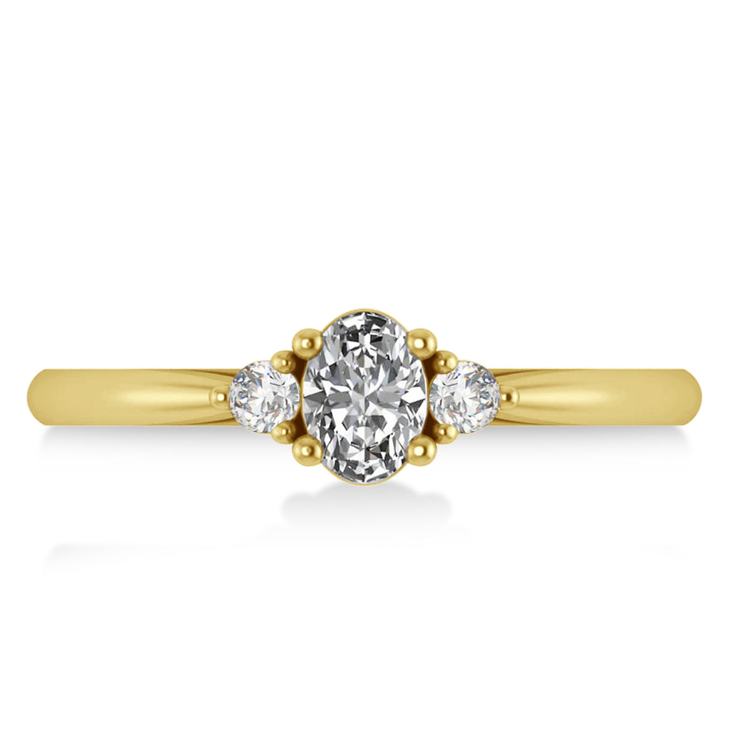 Oval Diamond Three-Stone Engagement Ring 14k Yellow Gold (0.60ct)