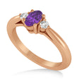 Oval Amethyst & Diamond Three-Stone Engagement Ring 14k Rose Gold (0.60ct)