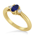 Oval Blue Sapphire & Diamond Three-Stone Engagement Ring 14k Yellow Gold (0.60ct)
