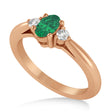 Oval Emerald & Diamond Three-Stone Engagement Ring 14k Rose Gold (0.60ct)