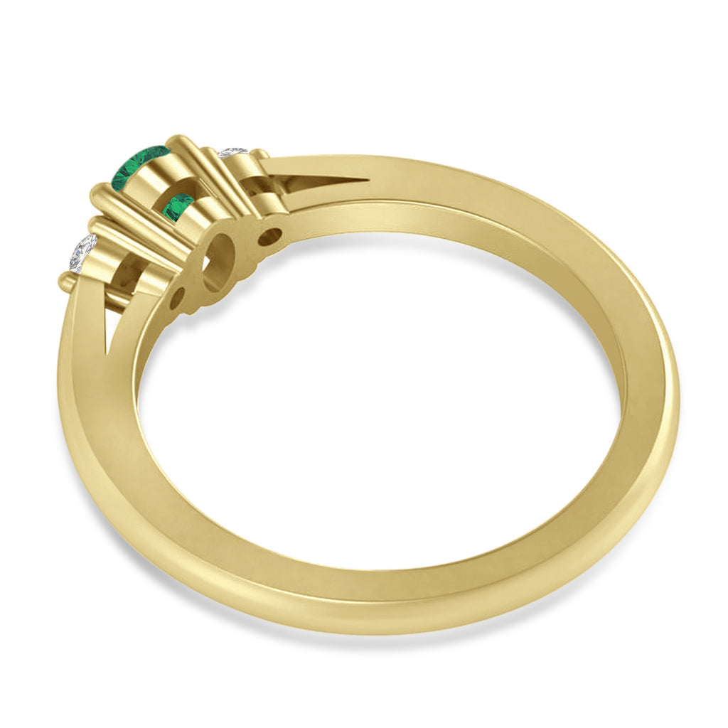 Oval Emerald & Diamond Three-Stone Engagement Ring 14k Yellow Gold (0.60ct)