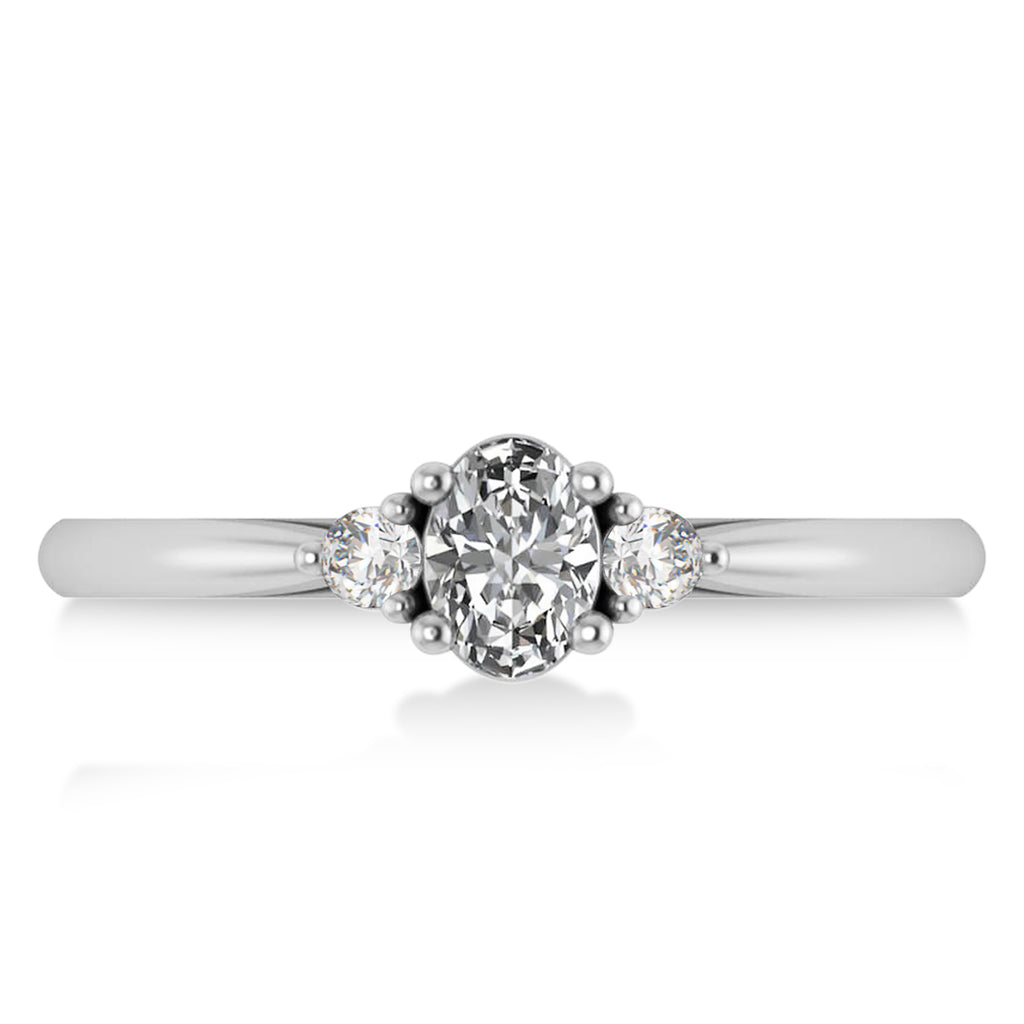 Oval Lab Grown Diamond Three-Stone Engagement Ring 14k White Gold (0.60ct)