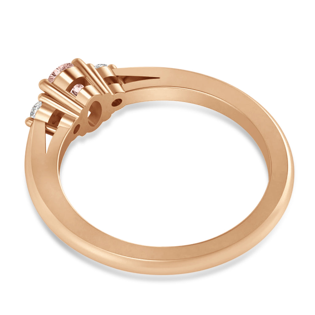 Oval Morganite & Diamond Three-Stone Engagement Ring 14k Rose Gold (0.60ct)