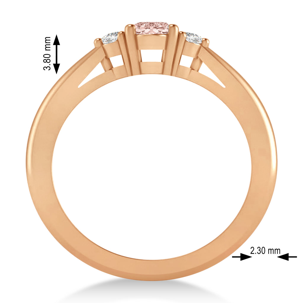 Oval Morganite & Diamond Three-Stone Engagement Ring 14k Rose Gold (0.60ct)
