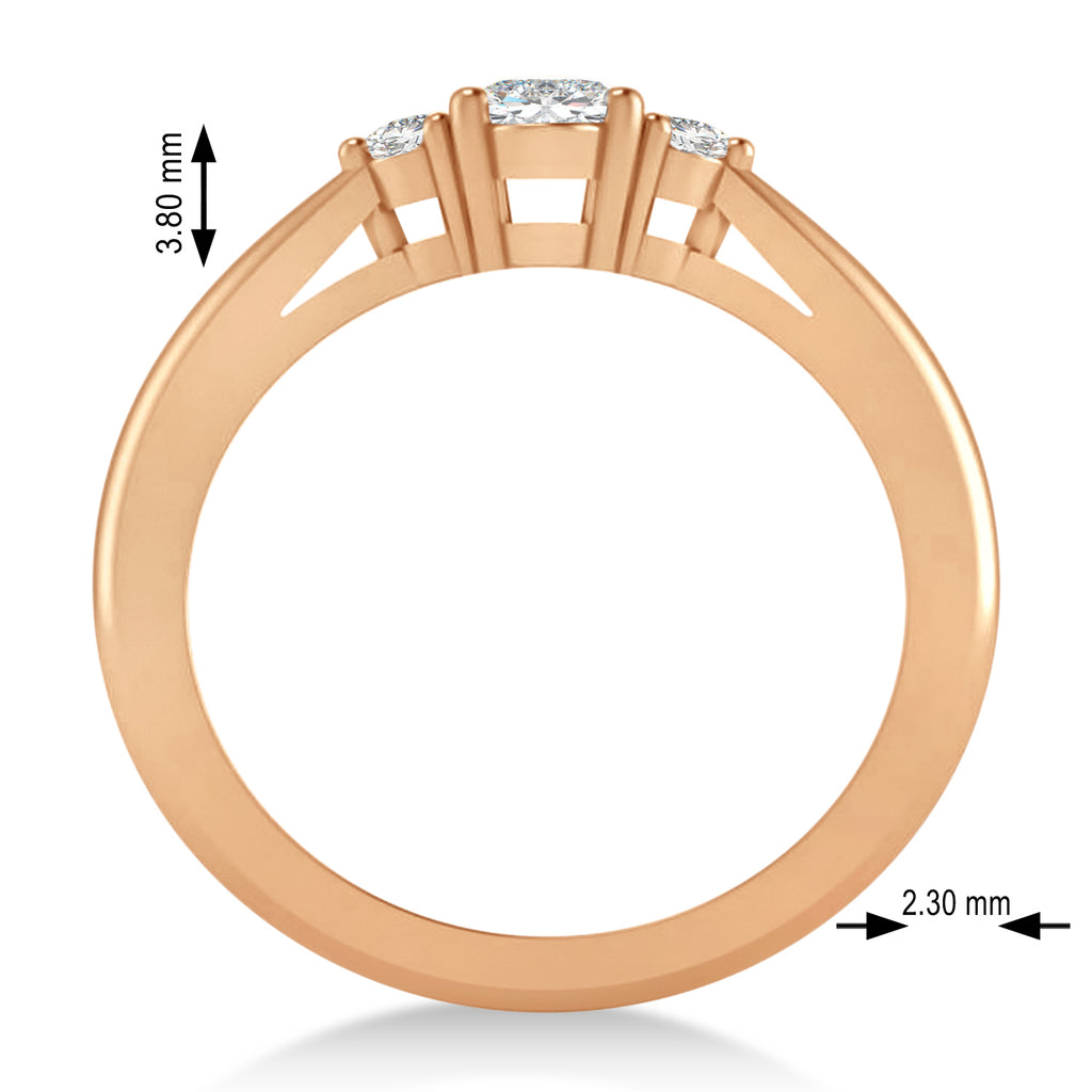 Oval Moissanite & Diamond Three-Stone Engagement Ring 14k Rose Gold (0.60ct)