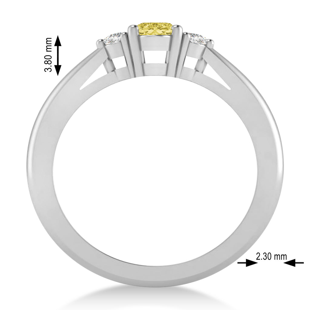 Oval Yellow & White Diamond Three-Stone Engagement Ring 14k White Gold (0.60ct)