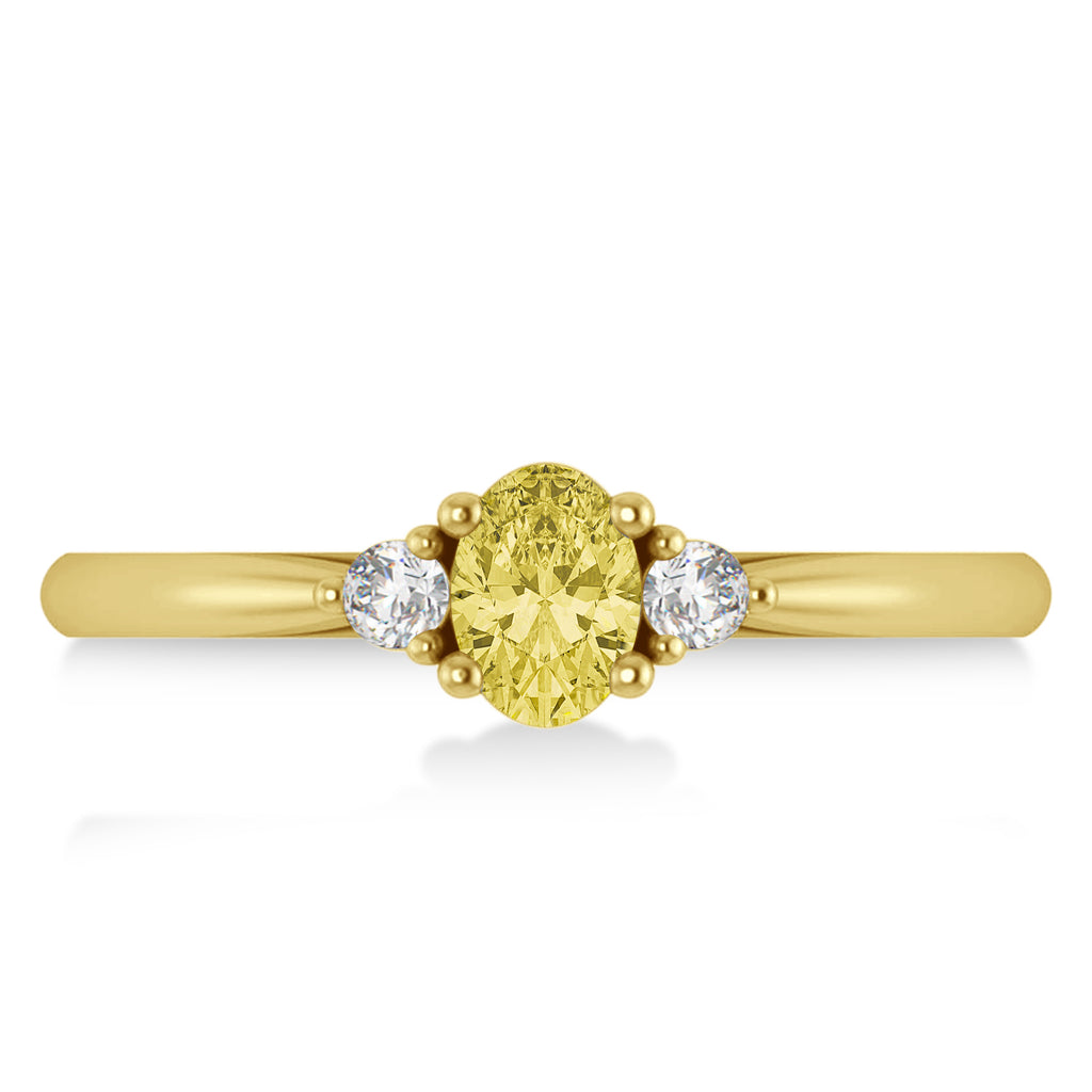 Oval Yellow & White Diamond Three-Stone Engagement Ring 14k Yellow Gold (0.60ct)