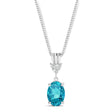 Oval Shape Blue Diamond & Diamond Pendant Necklace 14k White Gold (0.80ct)