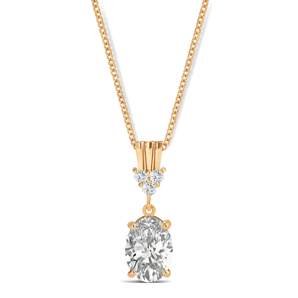 Oval Shape Lab Grown Diamond Pendant Necklace 14k Rose Gold (0.80ct)