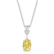 Oval Shape Yellow Diamond & Diamond Pendant Necklace 14k White Gold (0.80ct)