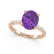 Oval Cut Amethyst Diamond Halo Engagement Ring 14K Rose Gold (3.47ct)