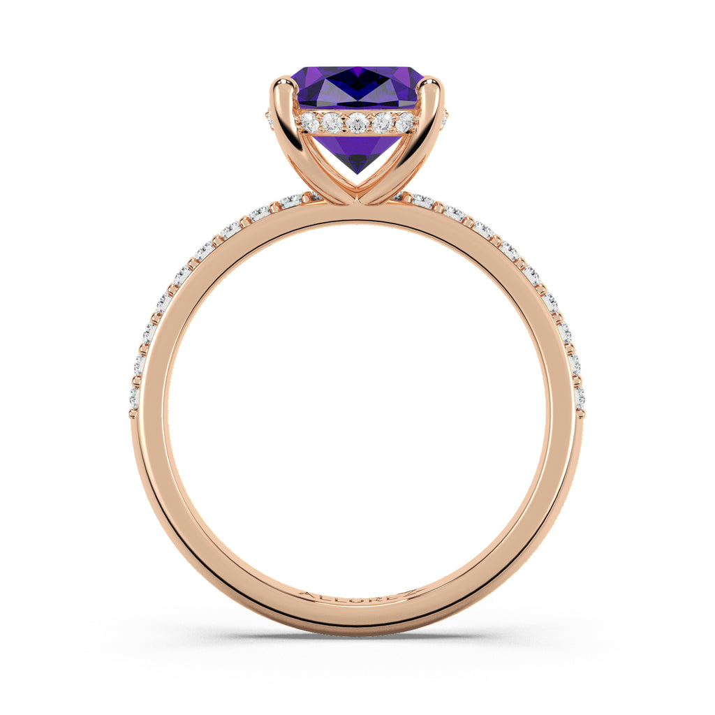 Oval Cut Amethyst Diamond Halo Engagement Ring 14K Rose Gold (3.47ct)
