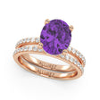 Oval Cut Amethyst with Hidden Halo  Bridal Ring Set 14K Rose Gold (3.69ct)