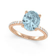 Oval Cut Aquamarine with Diamond Halo Engagement Ring 14K Rose Gold (3.27ct)