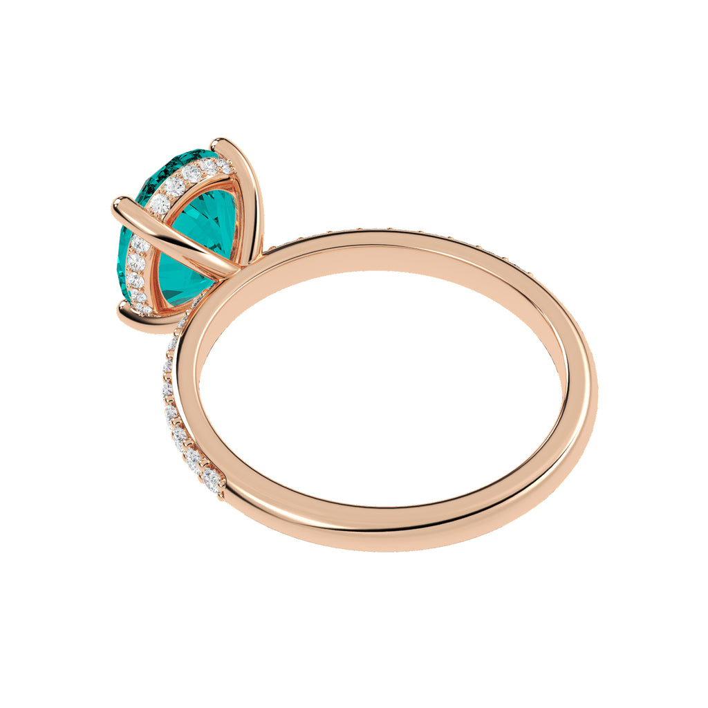 Oval Cut Aquamarine with Diamond Halo Engagement Ring 14K Rose Gold (3.27ct)