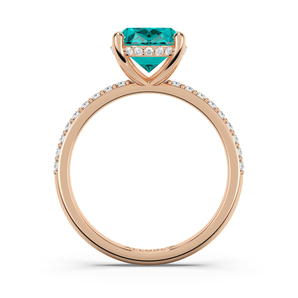 Oval Cut Aquamarine with Diamond Halo Engagement Ring 14K Rose Gold (3.27ct)