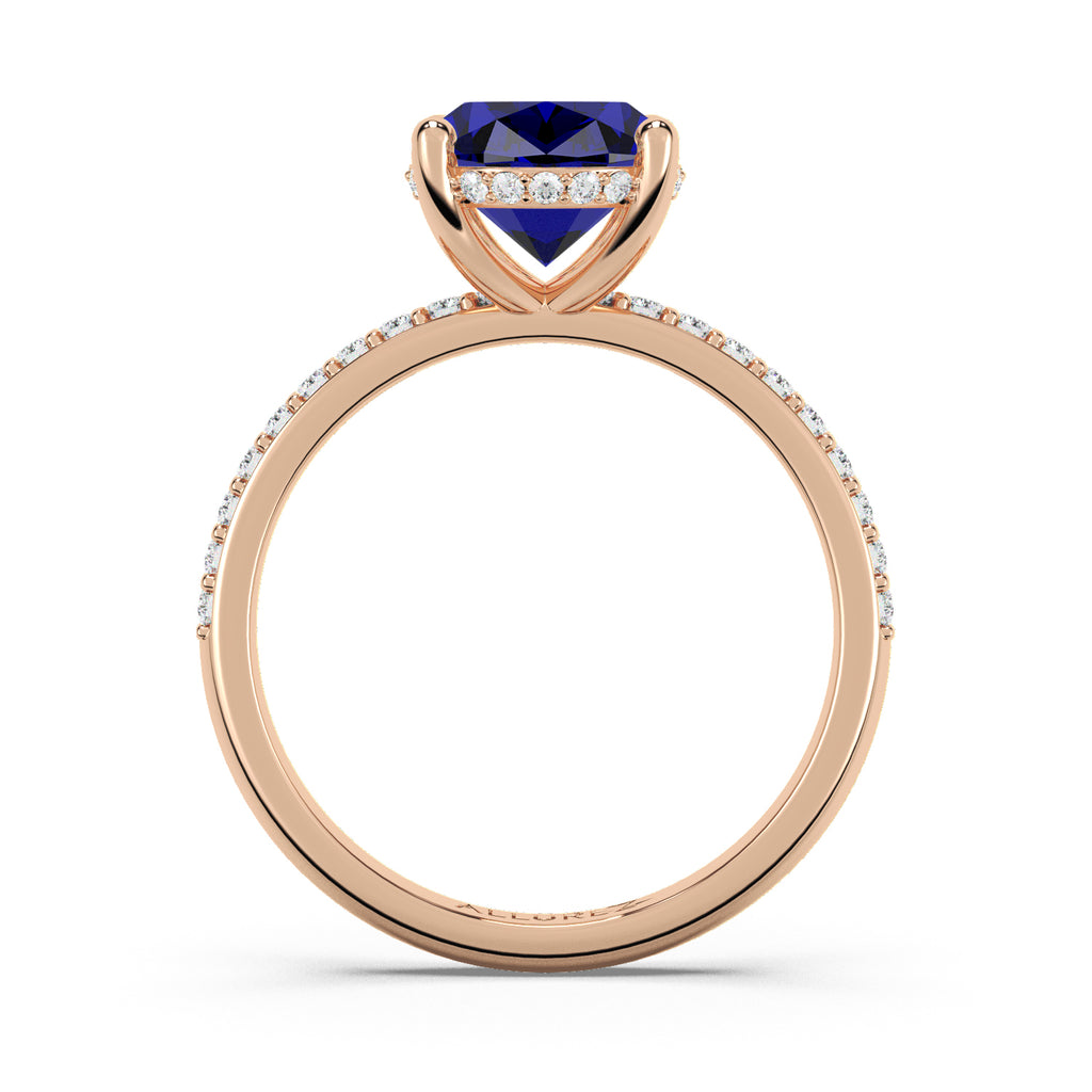 Oval Cut Blue Sapphire & Diamond Engagement Ring 14K Rose Gold (4.07ct)