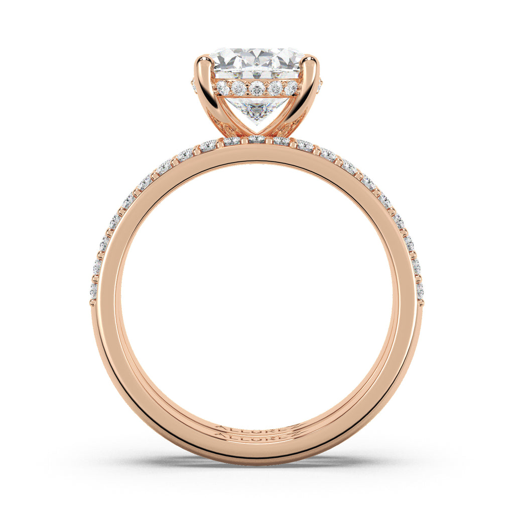 Oval Cut Natural Diamond with Hidden Halo  Bridal Ring Set 14K Rose Gold (4.49ct)