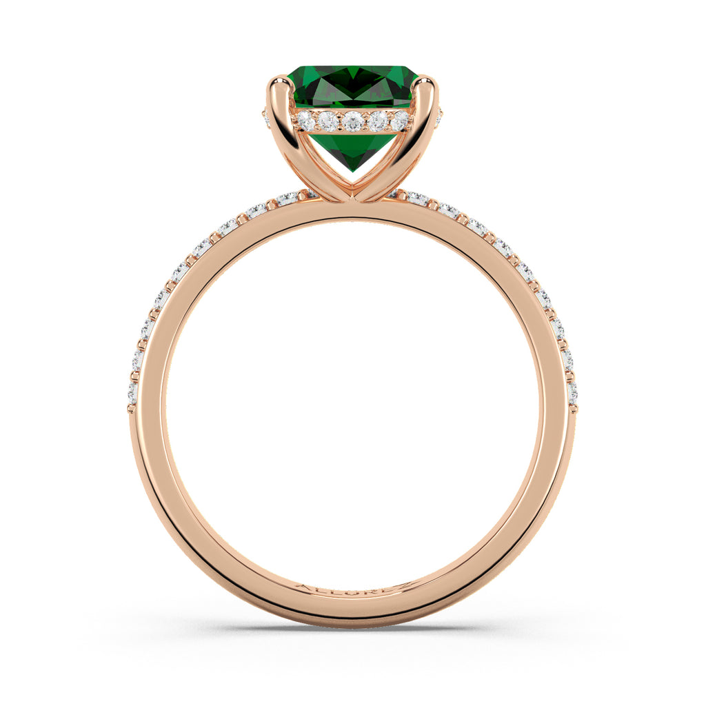 Oval Cut Emerald with Hidden Halo Engagement Ring 14K Rose Gold (4.02ct)