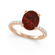 Oval Cut Garnet with Hidden Halo Engagement Ring 14K Rose Gold (4.02ct)