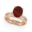 Oval Cut Garnet with Hidden Halo  Bridal Ring Set 14K Rose Gold (4.24ct)