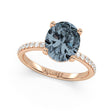 Oval Cut Gray Spinel with Hidden Halo Engagement Ring 14K Rose Gold (4.00ct)